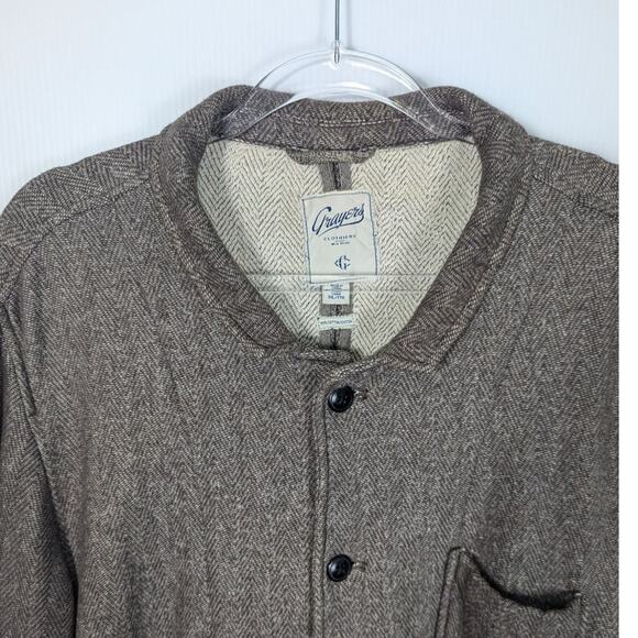 Grayers Herringbone Soft Cotton Blazer Jacket Brown Terry Inside 5 Button XXL - Picture 3 of 8